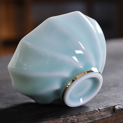 Celadon Porcelain Koi Fish Teacup – Artistic Green Glaze Tea Bowl | Zen Ara Grove
