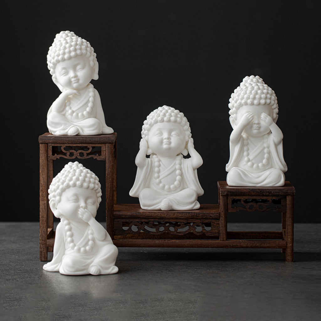 Ceramic Buddha Figurine – Zen Mini Tathagata with Four Noble Reminders | Zen Ara Grove