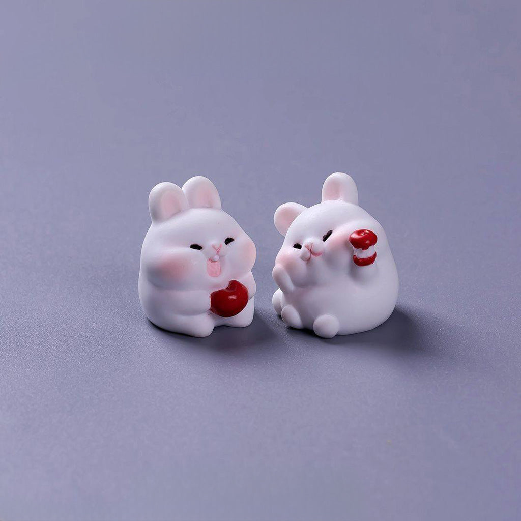 Cute Foraging Bunny Miniature Figurine – Handmade Micro Landscape Decor  | Zen Ara Grove