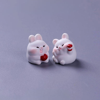 Cute Foraging Bunny Miniature Figurine – Handmade Micro Landscape Decor  | Zen Ara Grove