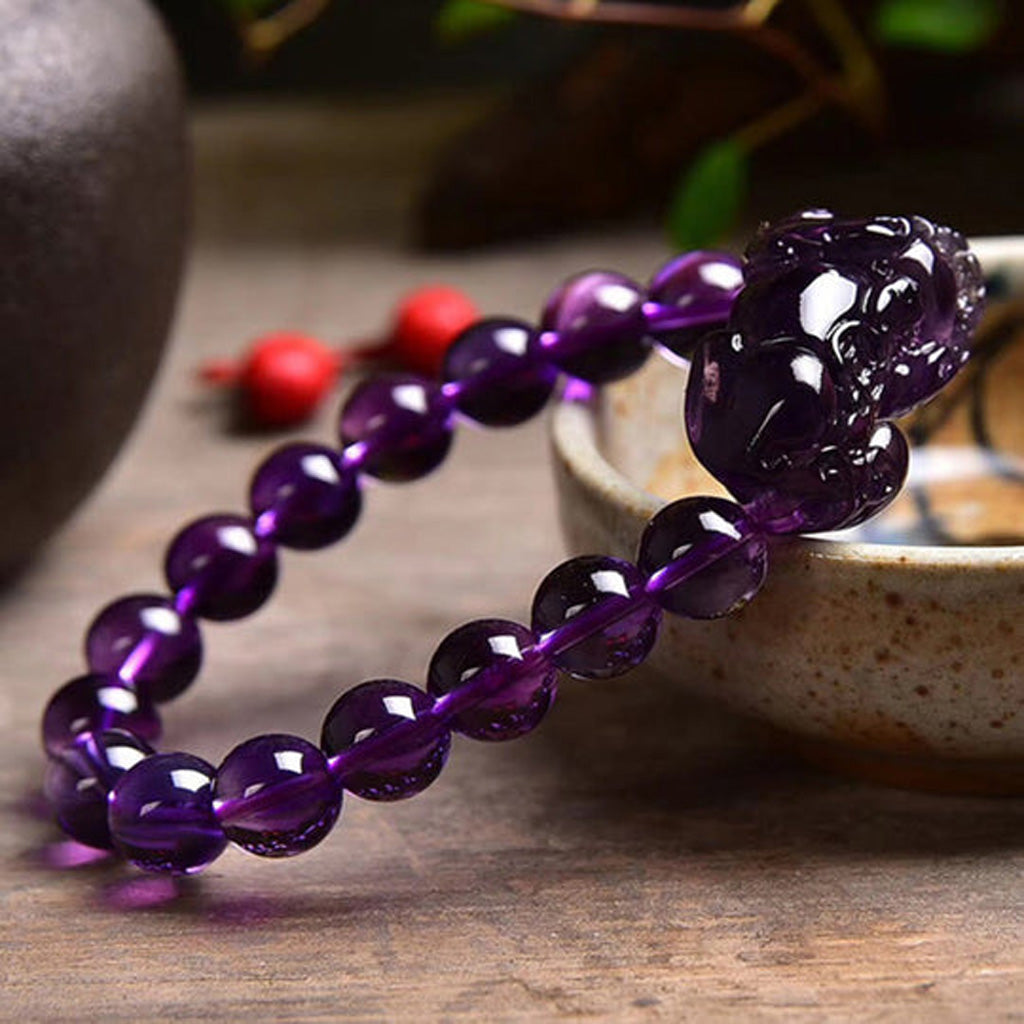 Amethyst Pixiu Bracelet — Symbol of Serenity & Protection | Zen Ara Grove