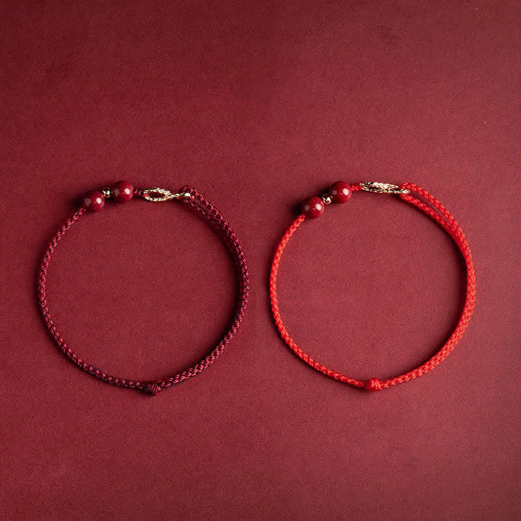 Adjustable Infinity Cord Bracelet with Cinnabar Beads