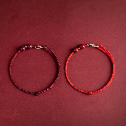 Adjustable Infinity Cord Bracelet with Cinnabar Beads