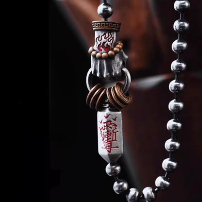 Taoist Ziwei Engraved Dagger Bracelet – Beidou & Nandou Stars, Fire Wrist, 14 Beads | Zen Ara Grove