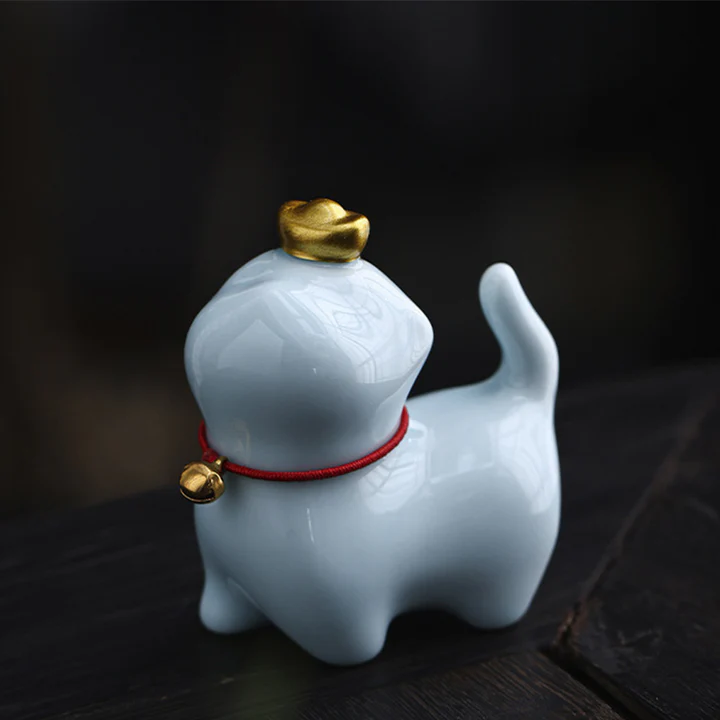 Mini Lucky Cat Ingot Tea Pet Ceramic Home Desk Figurine Decoration | Zen Ara Grove