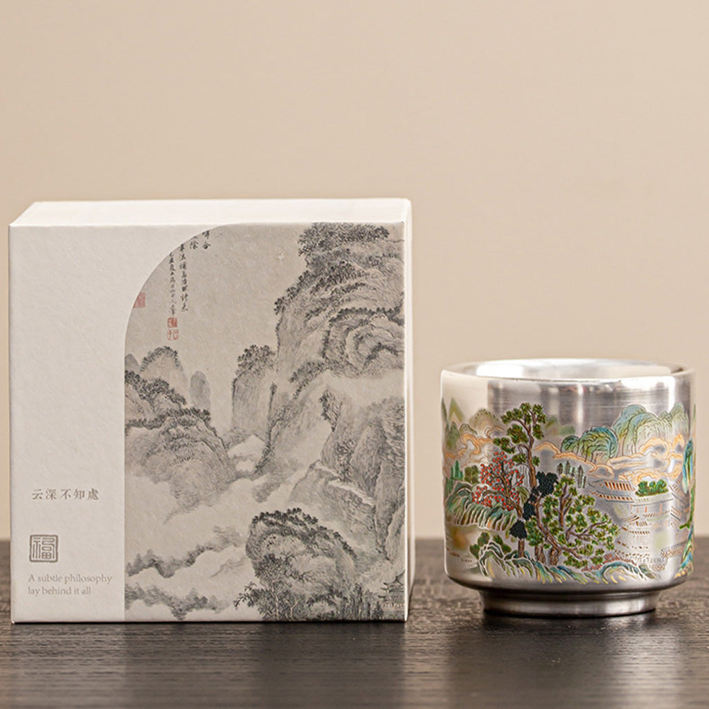 999 Silver Tea Cup – Emblem of Serenity & Blessing – Fine Hammered Finish | Zen Ara Grove