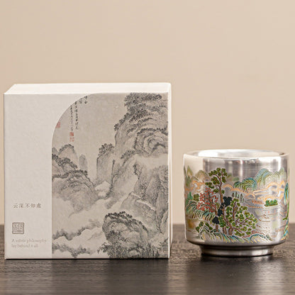999 Silver Tea Cup – Emblem of Serenity & Blessing – Fine Hammered Finish | Zen Ara Grove