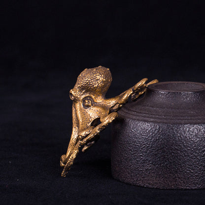 Tiny Brass Octopus Sculpture – Ocean-Inspired Charm in a Pocket Size | Zen Ara Grove