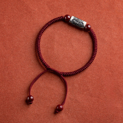 925 Silver 12 Zodiac Cinnabar Bead Handwoven Red Cord Bracelet – Protection & Blessing | Zen Ara Grove