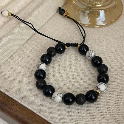 Handmade Adjustable Cord – Volcanic Stone & Polished Obsidian, Galaxy Style | Zen Ara Grove