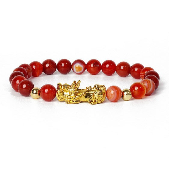 Gold Pixiu Gemstone Bracelet – Symbol of Luck and Positive Energy | Zen Ara Grove