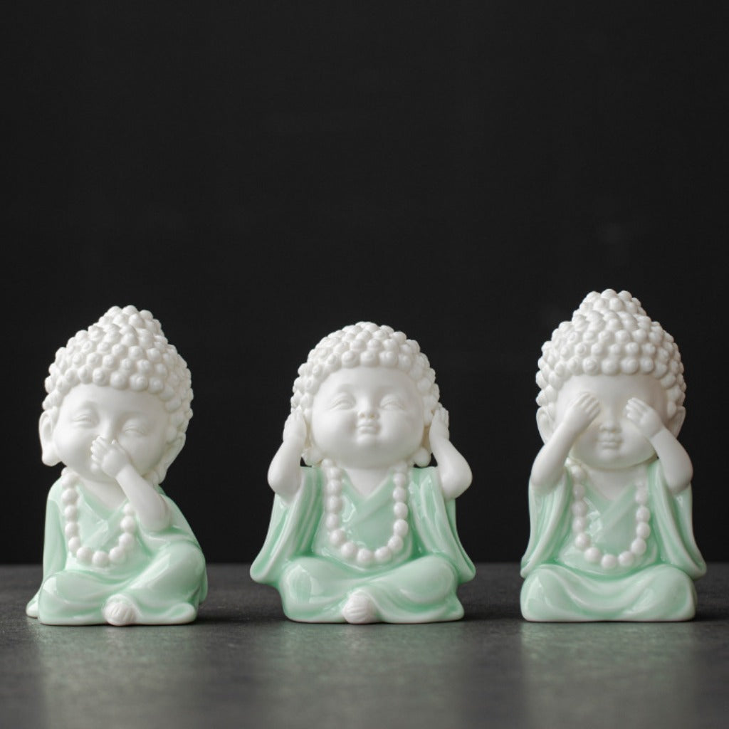 Ceramic Buddha Figurine – Zen Mini Tathagata with Four Noble Reminders | Zen Ara Grove