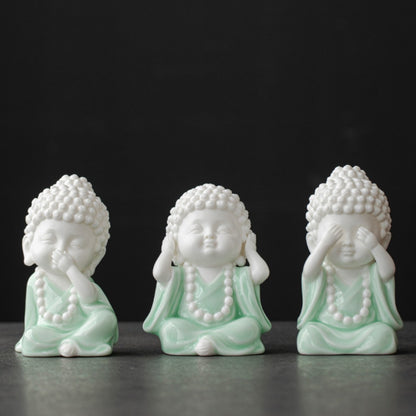 Ceramic Buddha Figurine – Zen Mini Tathagata with Four Noble Reminders | Zen Ara Grove