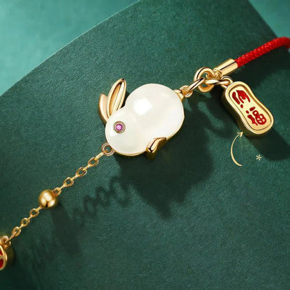 Blessing Bunny Red String Bracelet – Half Chain, Half Cord, Fully Lucky | Zen Ara Grove