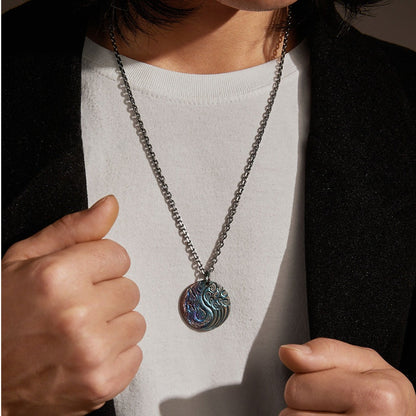 Yin Yang Silver Pendant with Fire & Water Elements – Balance & Harmony | Zen Ara Grove