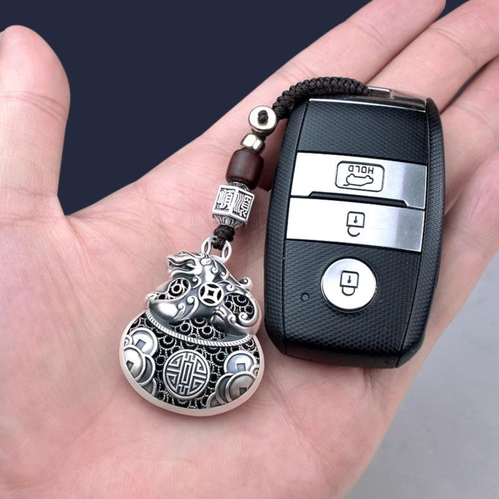 Auspicious Pixiu Keyring – Wealth-Attracting Talisman with Lucky Bag | Zen Ara Grove