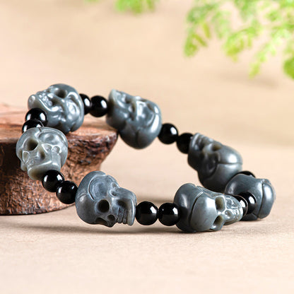 Natural Jade Skull Bead Bracelet – Symbol of Balance and Rebirth | Zen Ara Grove
