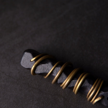 Zen Meditation Pendant – Ebony Wood Wrapped in Brass Wire | Zen Ara Grove
