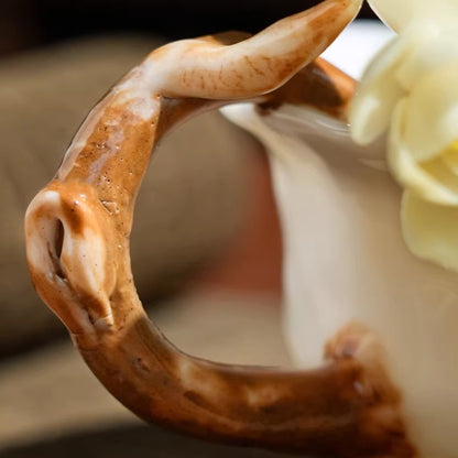 Limited Time Offer · Handcrafted Heritage Porcelain Cup – Magnolia Blossoms Growing from the Surface | Zen Ara Grove