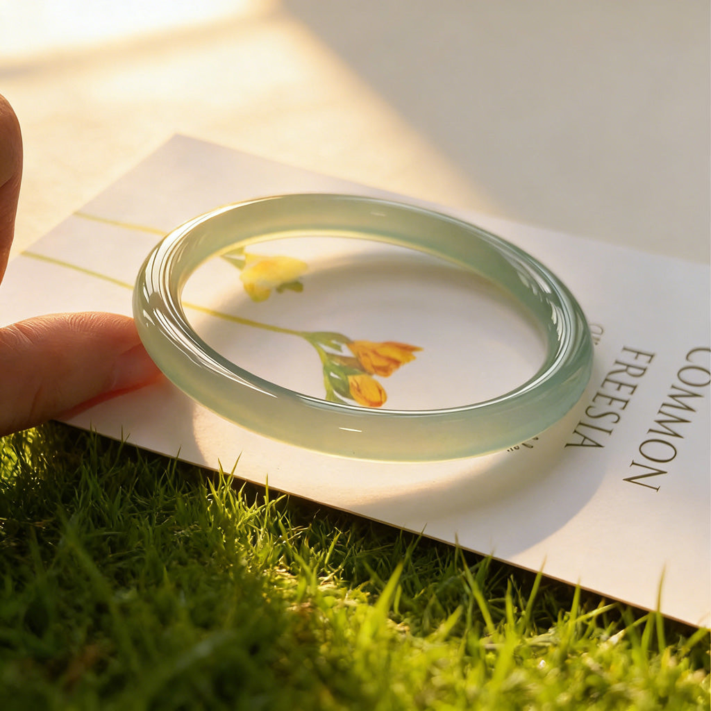 Green-White Chalcedony Slim Bracelet – Calm & Vitality | Zen Ara Grove