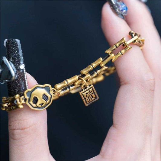 Adorable Panda & 'Fu' Sign Lucky Bamboo Bracelet