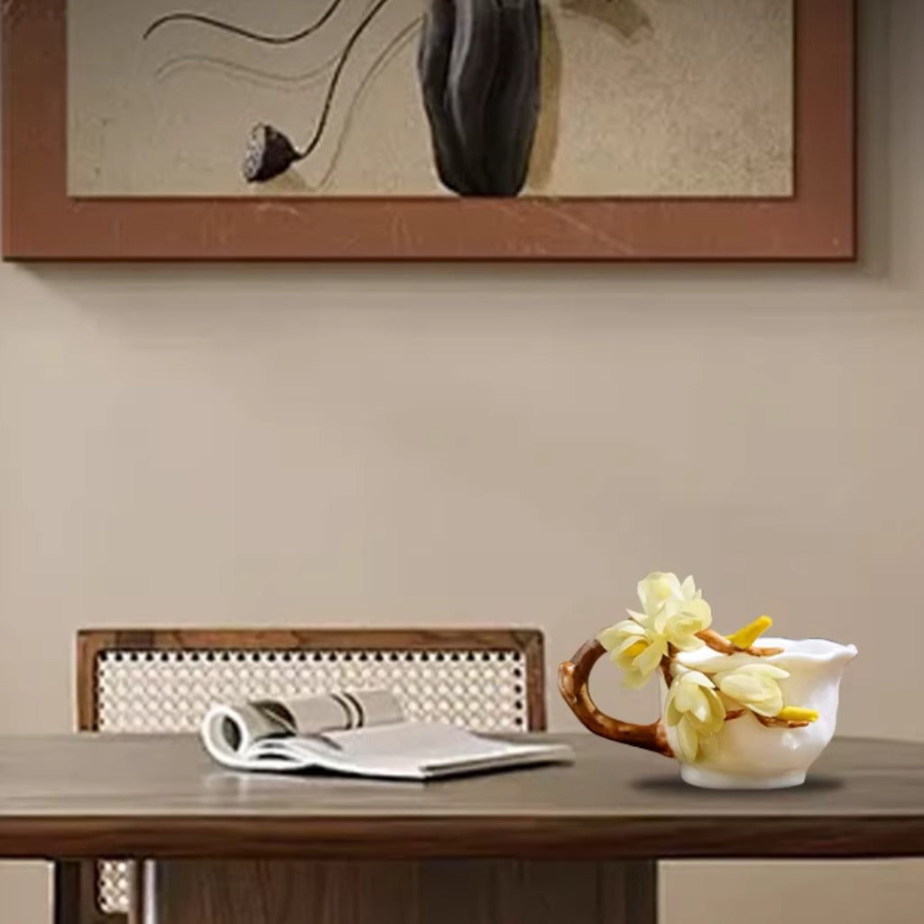 Limited Time Offer · Handcrafted Heritage Porcelain Cup – Magnolia Blossoms Growing from the Surface | Zen Ara Grove