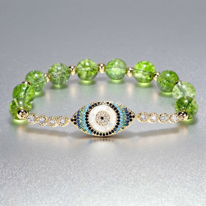 Zen Natural Peridot Evil Eye Bracelet – Protection & Positive Energy | Zen Ara Grove