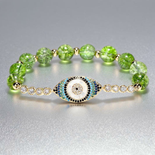Zen Natural Peridot Evil Eye Bracelet – Protection & Positive Energy | Zen Ara Grove