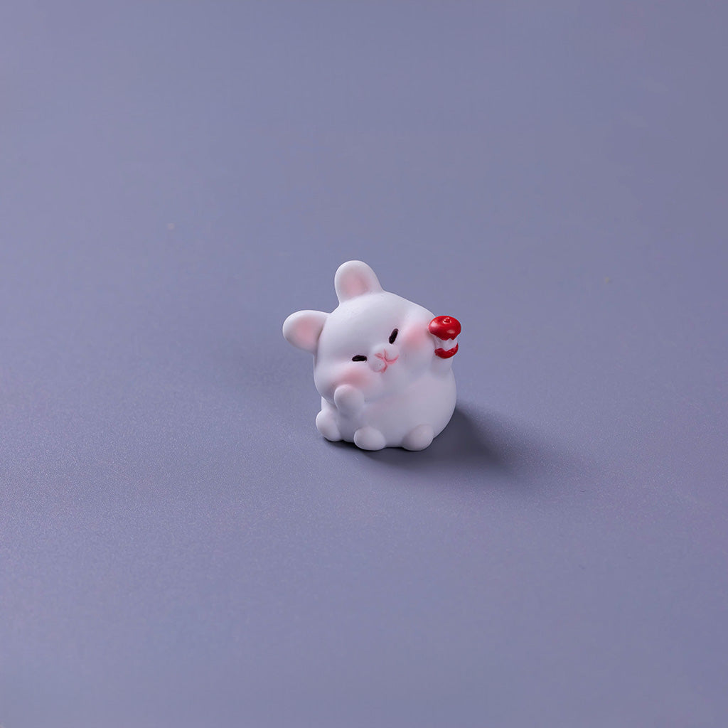Cute Foraging Bunny Miniature Figurine – Handmade Micro Landscape Decor  | Zen Ara Grove