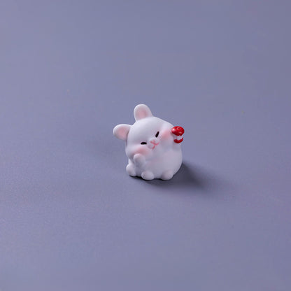 Cute Foraging Bunny Miniature Figurine – Handmade Micro Landscape Decor  | Zen Ara Grove