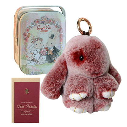 Fluffy Bunny Keychain – Symbol of Warm Blessing | Zen Ara Grove