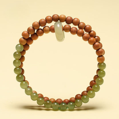 Wood & Jade Dual-Layer Mala · Bodhi Serenity