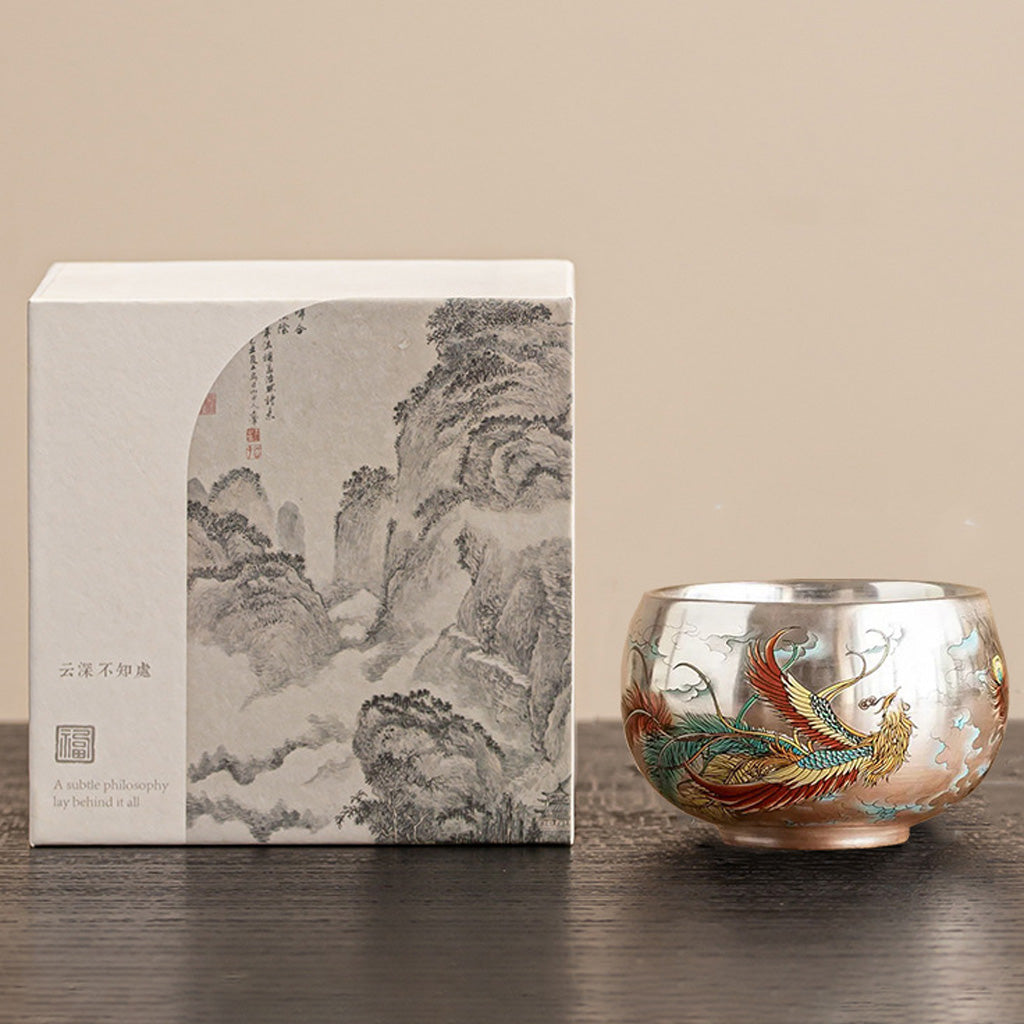 999 Silver Tea Cup – Emblem of Serenity & Blessing – Fine Hammered Finish | Zen Ara Grove