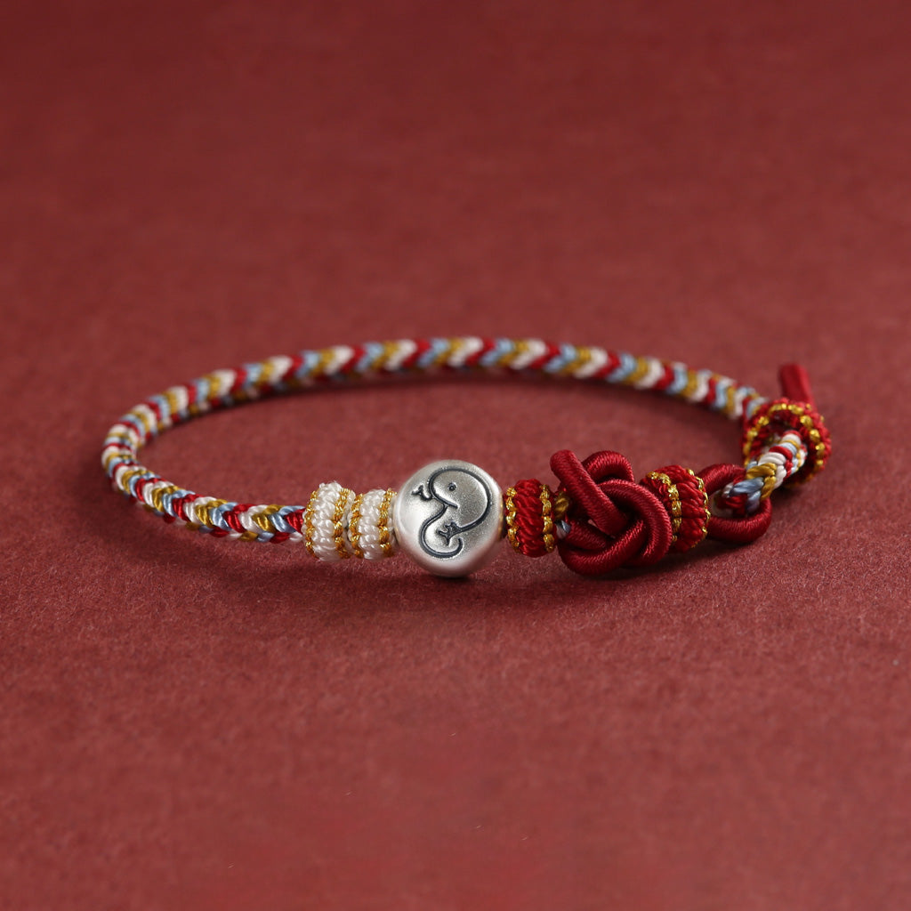 999 Silver 12 Zodiac Bead Braided Multi‑Color Adjustable Bracelet –Fortune & Peace | Zen Ara Grove