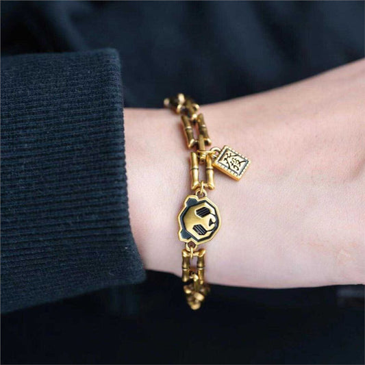 Adorable Panda & 'Fu' Sign Lucky Bamboo Bracelet