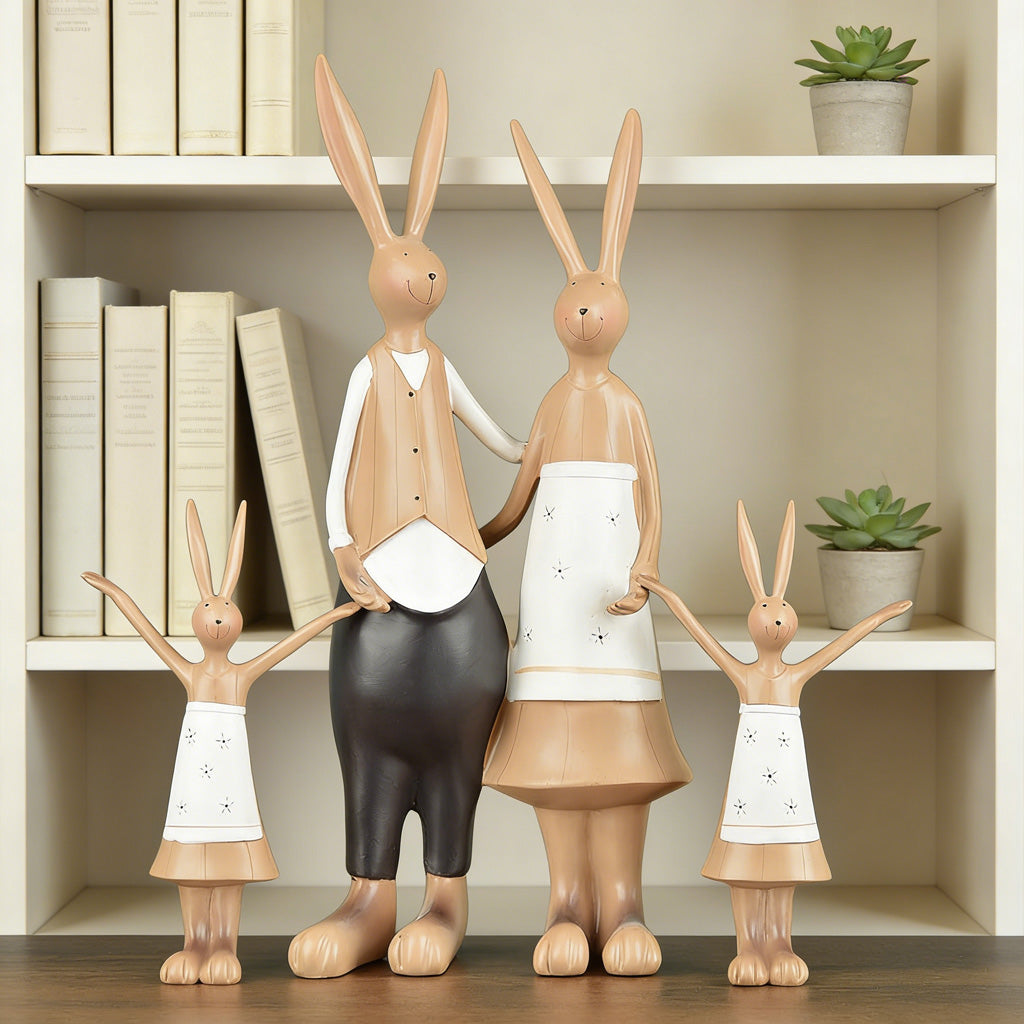 Bunny Family Figurine Set – Handcrafted Rabbits Symbolizing Love, Warmth & Togetherness | Zen Ara Grove