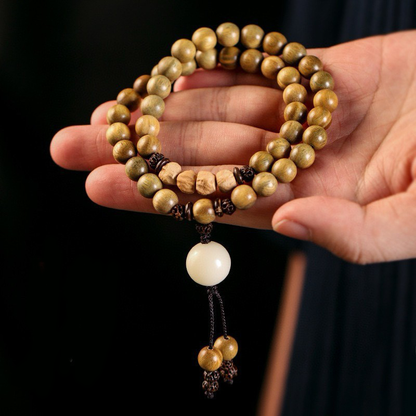 Natural Sandalwood & Passion Seed Bracelet — Calm in Every Bead | Zen Ara Grove