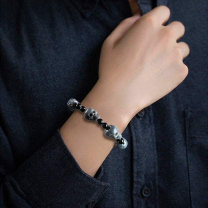 Natural Jade Skull Bead Bracelet – Symbol of Balance and Rebirth | Zen Ara Grove