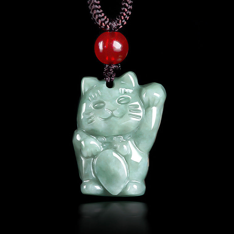 Lucky Cat Jade Abundance Necklace Pendant | Zen Ara Grove