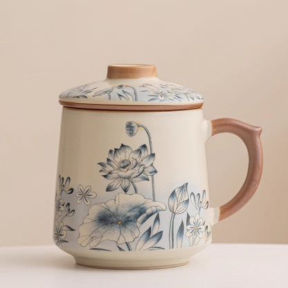 Ru Kiln Glaze Ceramic Teacup – Animal & Nature Motifs, Symbol of Harmony and Good Fortune | Zen Ara Grove