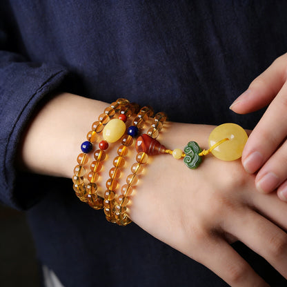 108‑Bead Citrine Pixiu Bracelet — Meaning of Fortune Protection| Zen Ara Grove