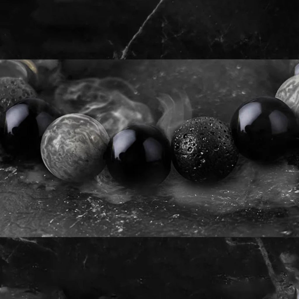 Handmade Adjustable Cord – Volcanic Stone & Polished Obsidian, Galaxy Style | Zen Ara Grove