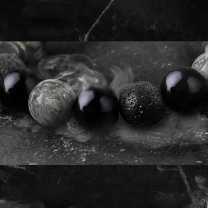 Handmade Adjustable Cord – Volcanic Stone & Polished Obsidian, Galaxy Style | Zen Ara Grove