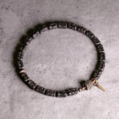 Ebony Wood Grain Twin-Strand Wrist Mala | Zen Ara Grove