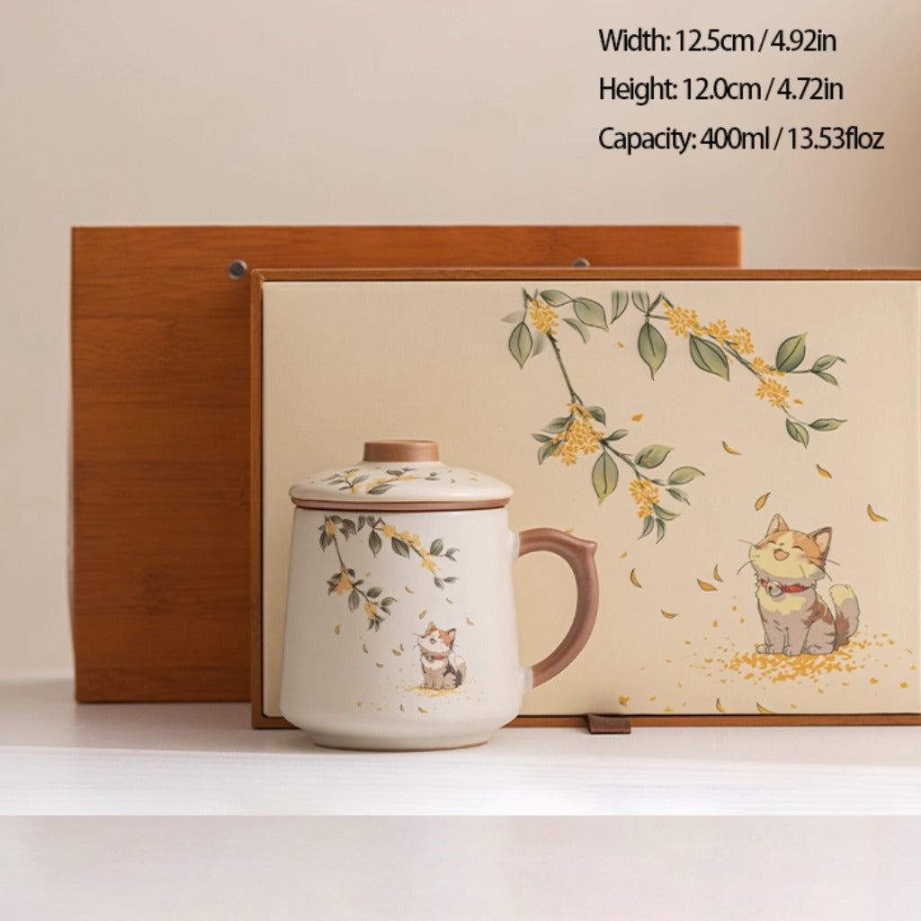 Ru Kiln Glaze Ceramic Teacup – Animal & Nature Motifs, Symbol of Harmony and Good Fortune | Zen Ara Grove