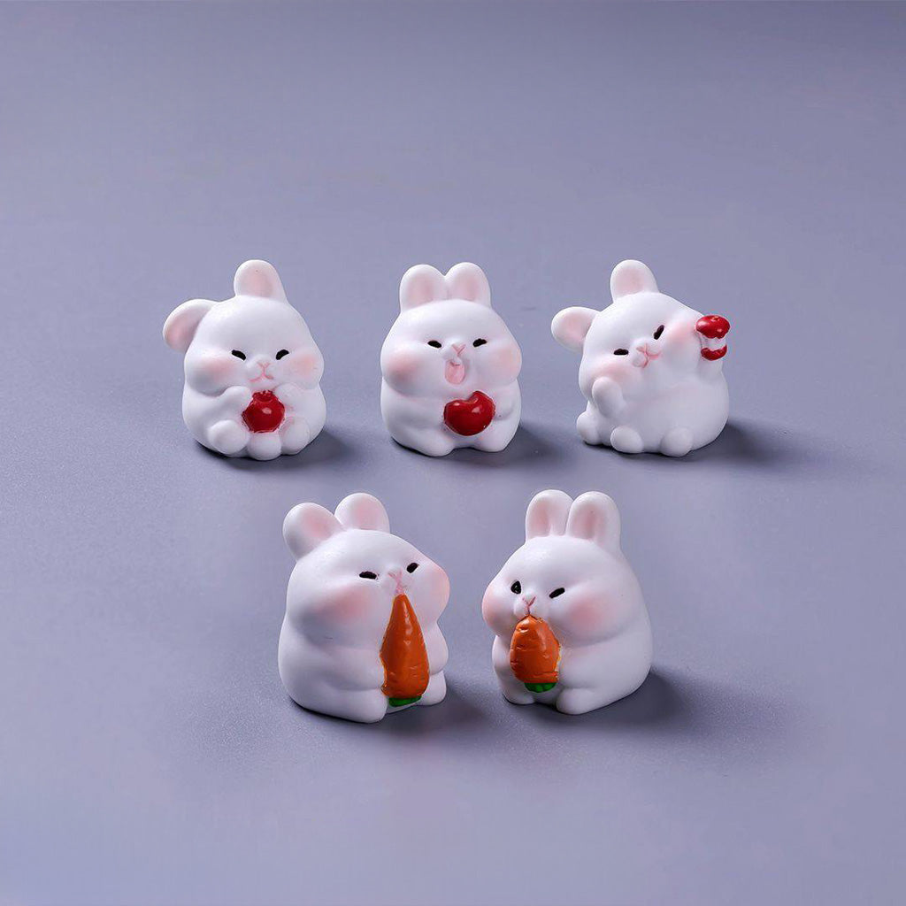 Cute Foraging Bunny Miniature Figurine – Handmade Micro Landscape Decor  | Zen Ara Grove