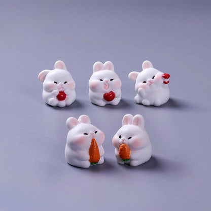 Cute Foraging Bunny Miniature Figurine – Handmade Micro Landscape Decor  | Zen Ara Grove