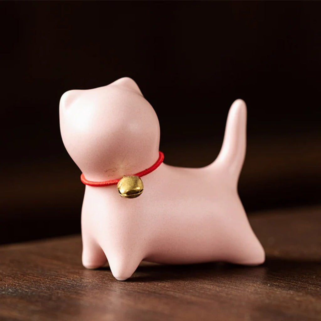 Mini Small Cute Cat Tea Pet Ceramic Home Desk Figurine Decoration | Zen Ara Grove