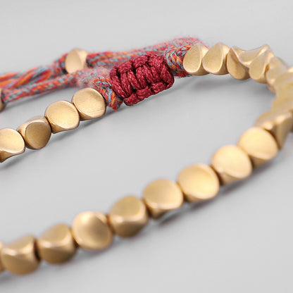 $9.99 LIMITED TIME OFFER  Subtle Zen Threads Bracelet: Mindful Gold & Woven Harmony