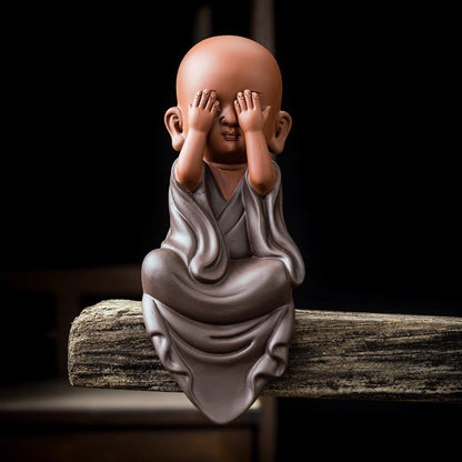 Ceramic “Three No Evils” Monk Figurines – Symbol of Wisdom, Purity & Mindfulness | Zen Ara Grove